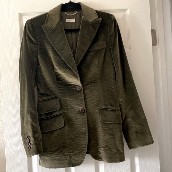 Agnona olive green velvet blazer - Picture 1 of 3